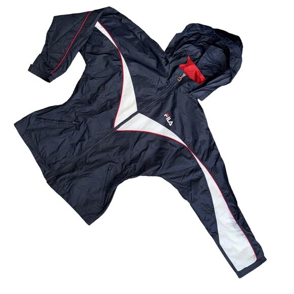 FILA Womens Windbreaker Jacket Medium 90s Retro Y2K Red White Blue Lined Pockets - Picture 8 of 12